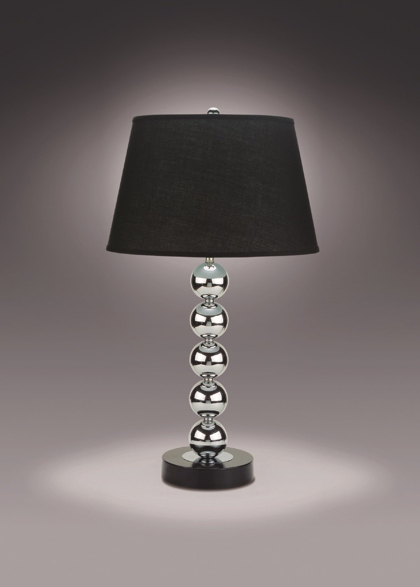 2pc Modern Sleek Table Lamp Reflective Spheres Catch the Eye Black Silver