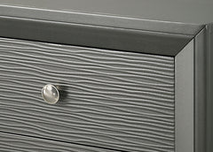 1pc Contemporary Modern 2-Drawer Nightstand Round Knobs Bedroom Wooden Furniture Gun Metal Gray Finish