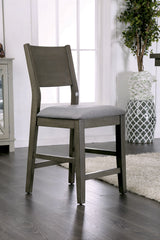 Contemporary Gray Set of 2pc High Chairs Padded Fabric Cushions Counter Height Chairs Dining Room Furniture