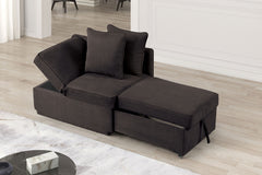 Convertible Chair 1pc Living Room Furniture Gray Fabric Adjustable Headrest Pillows Functional Chair