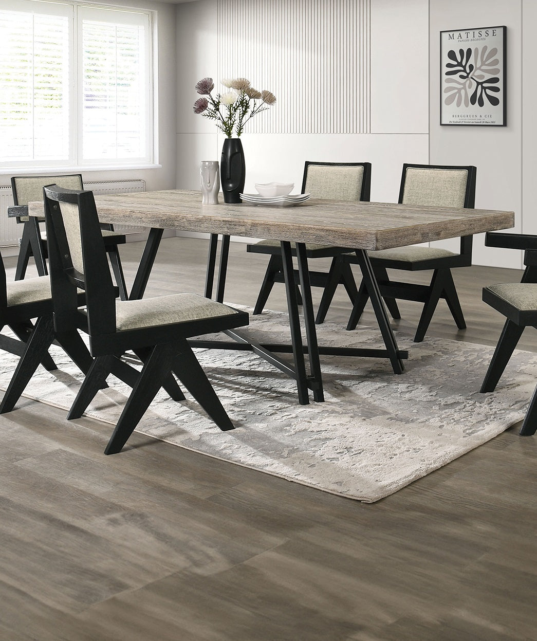 Dining Room Table Black Dining Table Metal Trestle Base 1pc Dining Room Furniture