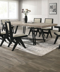 Dining Room Table Black Dining Table Metal Trestle Base 1pc Dining Room Furniture