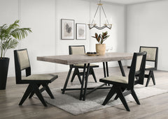Dining Room Table Black Dining Table Metal Trestle Base 1pc Dining Room Furniture