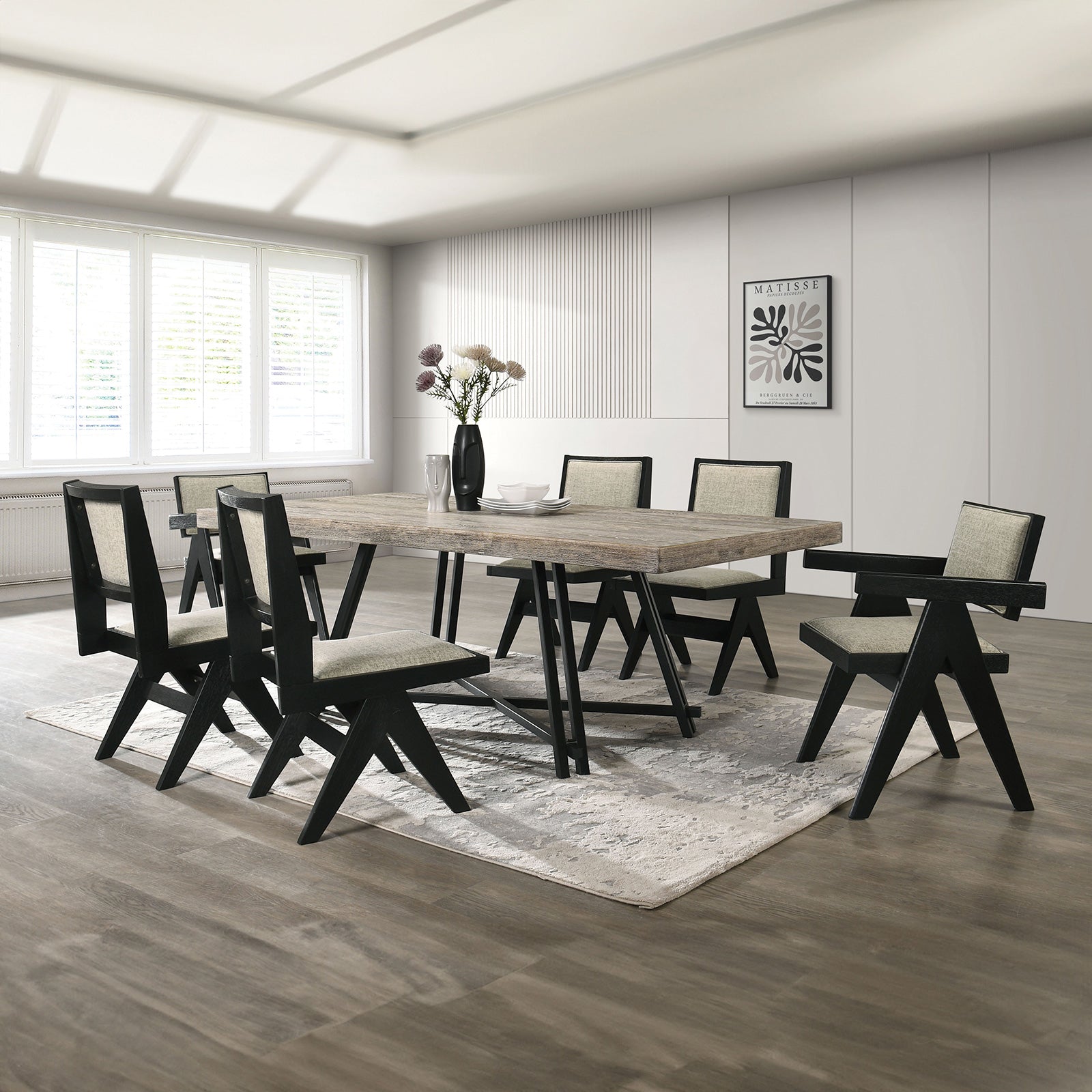 Dining Room Table Black Dining Table Metal Trestle Base 1pc Dining Room Furniture