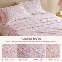 4-Piece Queen 100% Cotton Flannel Pigment Printed Sheet Set,Holiday Doodles