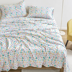 4-Piece Full Cotton Flannel Printed Sheet Set,White Holiday Trees