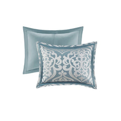 8 Piece Jacquard Comforter Set Aqua/Silver King