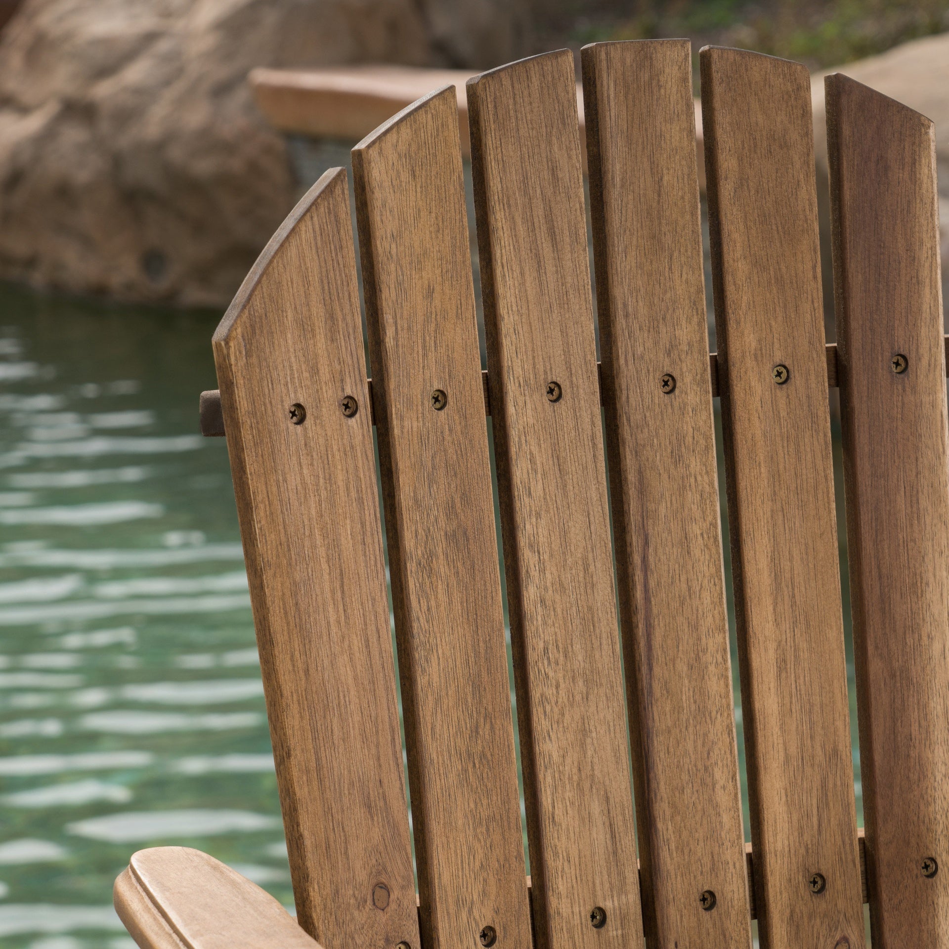 Outdoor Acacia Wood Adirondack Barstools, Set of 2, Natural Stained