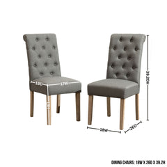 Banff 5-piece Dining Set, Cross-Buck Round Table with 4 Tufted Chairs, Gray