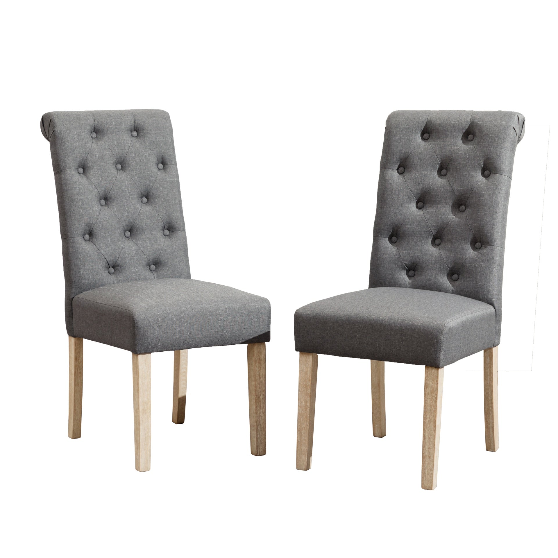 Banff 5-piece Dining Set, Cross-Buck Round Table with 4 Tufted Chairs, Gray