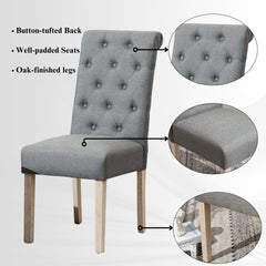 Banff 5-piece Dining Set, Cross-Buck Round Table with 4 Tufted Chairs, Gray