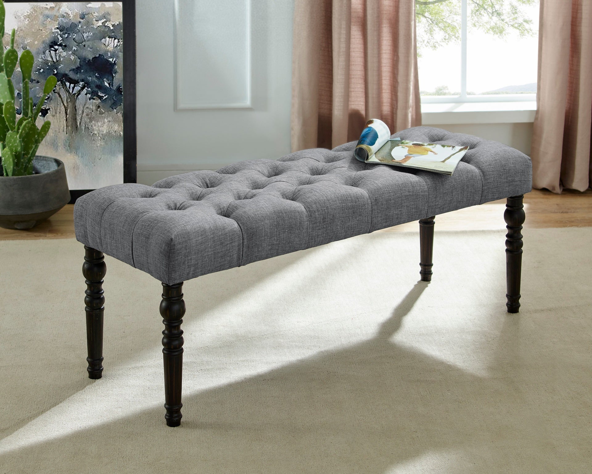 Leviton Urban Style Dark Wash Wood Dining Set: Table, 4 Chairs and Bench