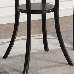Biony 3-Piece 36" Round Espresso Finish Bar Table with 2 Gray Fabric Nail Head Pub Chairs