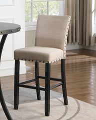 Biony Fabric Bar Stools with Nailhead Trim, Set of 2, Tan