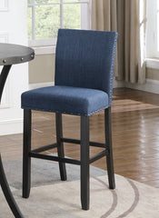 Biony Fabric Bar Stools with Nailhead Trim, Set of 2, Blue