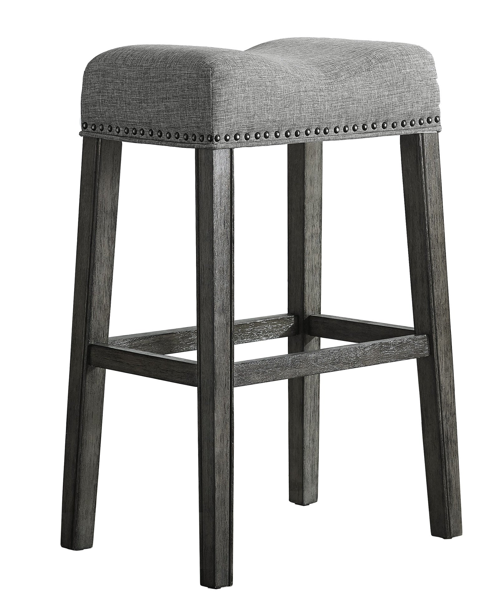 CoCo Upholstered Backless Saddle Seat Bar Stools 29" height Set of 2, Gray