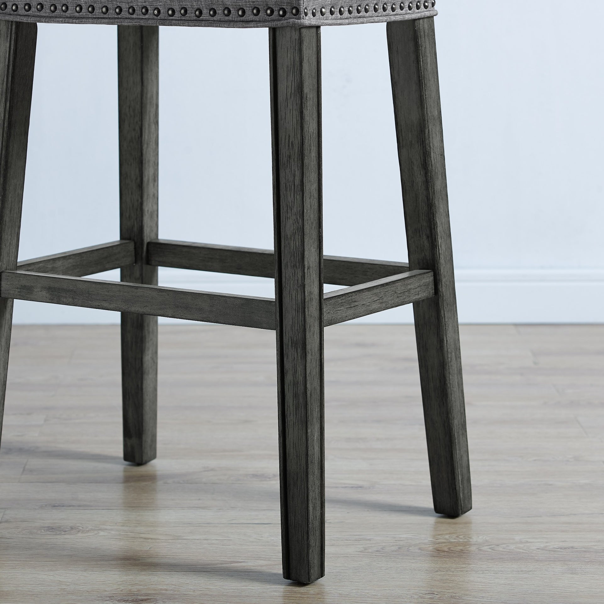CoCo Upholstered Backless Saddle Seat Bar Stools 29" height Set of 2, Gray
