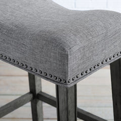 CoCo Upholstered Backless Saddle Seat Bar Stools 29" height Set of 2, Gray