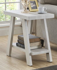 Athens Contemporary Wood Shelf Side Table in White Finish