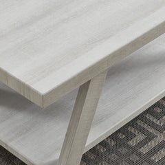 Athens Contemporary Wood Shelf Side Table in White Finish