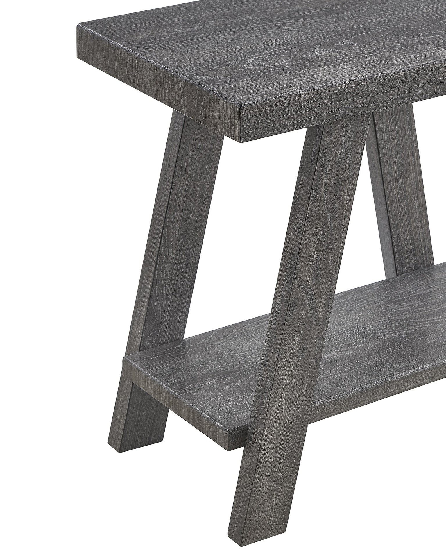 Athens Contemporary Wood Shelf Side Table in Gray Finish