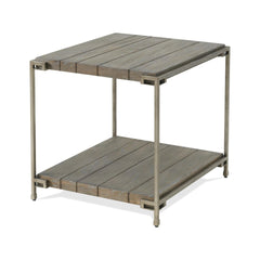 Corbeta Metal Frame Wood Living Room End Table with Shelf, Aged Graphite