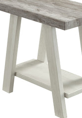 Athens Contemporary Two-Tone Wood Shelf Side Table in Weathered Gray and Beige