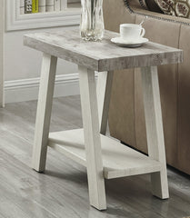 Athens Contemporary Two-Tone Wood Shelf Side Table in Weathered Gray and Beige