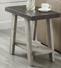 Athens Contemporary Two-Tone Wood Shelf Side Table in Weathered Walnut and Gray