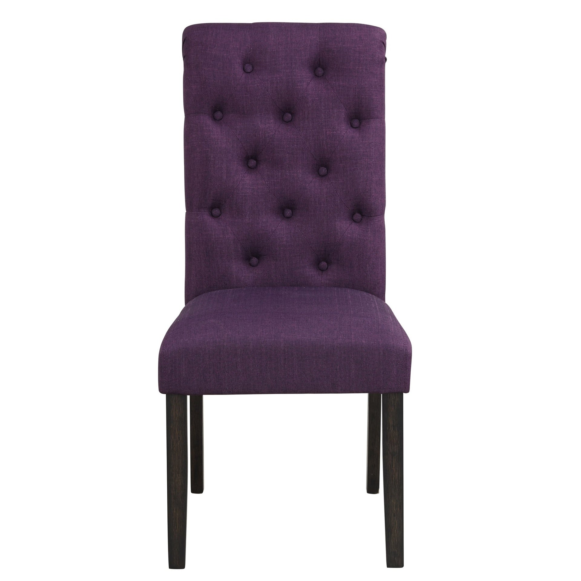 Leviton Solid Wood Tufted Asons Dining Chair, Set of 2, Purple