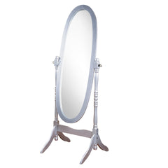 Traditional Queen Anna Style Wood Floor Cheval Mirror, Silver Finish