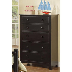Contemporary Black Finish 1pc Chest of Drawers Plywood Pine Veneer Bedroom Furniture 5 drawers Tall chest