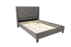 Contemporary Style 1pc Queen Size Bed Diamond Tufted Headboard Plastic legs Blue Gray Finish Bedroom Furniture
