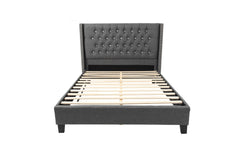 Contemporary Style 1pc Queen Size Bed Diamond Tufted Headboard Plastic legs Blue Gray Finish Bedroom Furniture