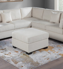 L-Sectional RAF/LAF One Arm-Loveseat Corner Wedge Cocktail Ottoman Beige Corduroy Upholstered Pillows 4pc Sectional Sofa Set