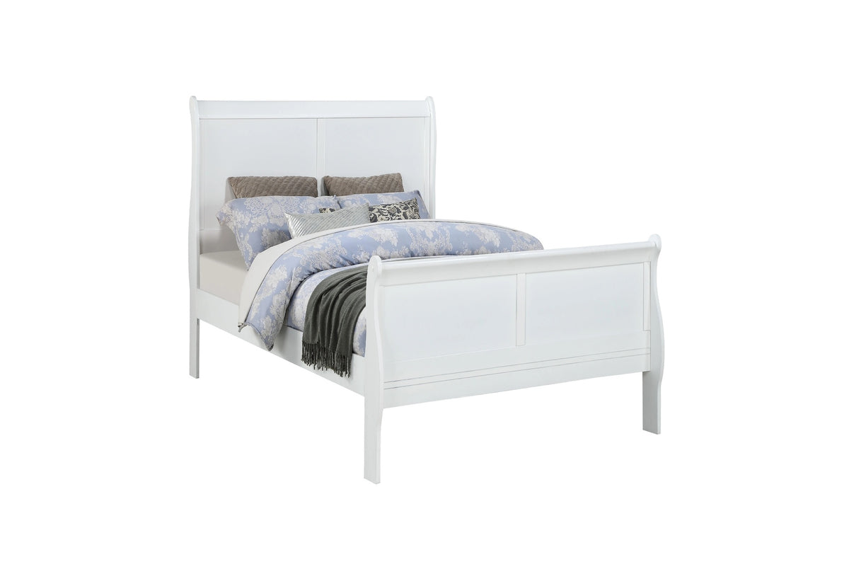 Twin Size Bed White Louis Phillipe Solid wood 1pc Bed Bedroom Sleigh Bed Bedroom Furniture