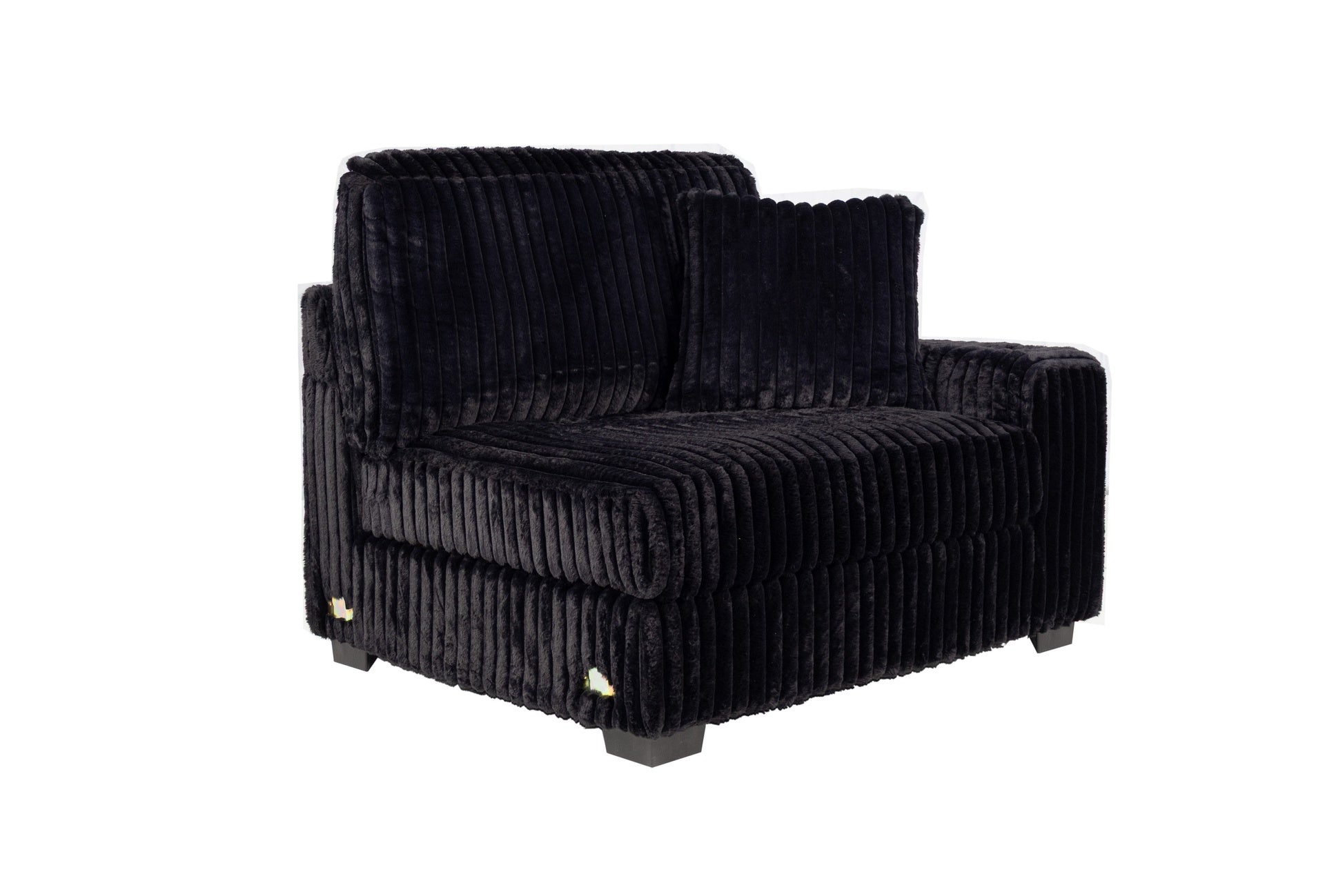 Contemporary Style 1pc RAF Chair w Cup Holder Armrest Black Corduroy Texture Surface Upholstered Modular Living Room Couch Chair