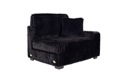 Contemporary Style 1pc RAF Chair w Cup Holder Armrest Black Corduroy Texture Surface Upholstered Modular Living Room Couch Chair