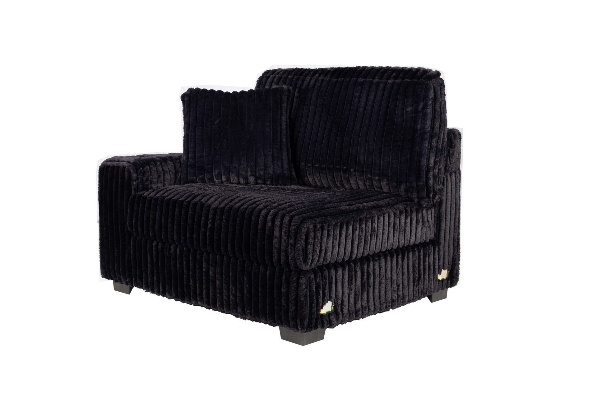 Contemporary Style 1pc LAF Chair w USB Cup Holder Armrest Black Corduroy Texture Surface Upholstered Living Room Couch Chair