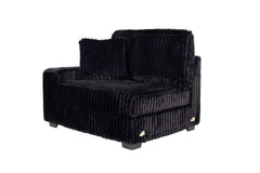 Contemporary Style 1pc LAF Chair w USB Cup Holder Armrest Black Corduroy Texture Surface Upholstered Living Room Couch Chair