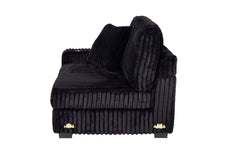 Contemporary Style 1pc LAF Chair w USB Cup Holder Armrest Black Corduroy Texture Surface Upholstered Living Room Couch Chair