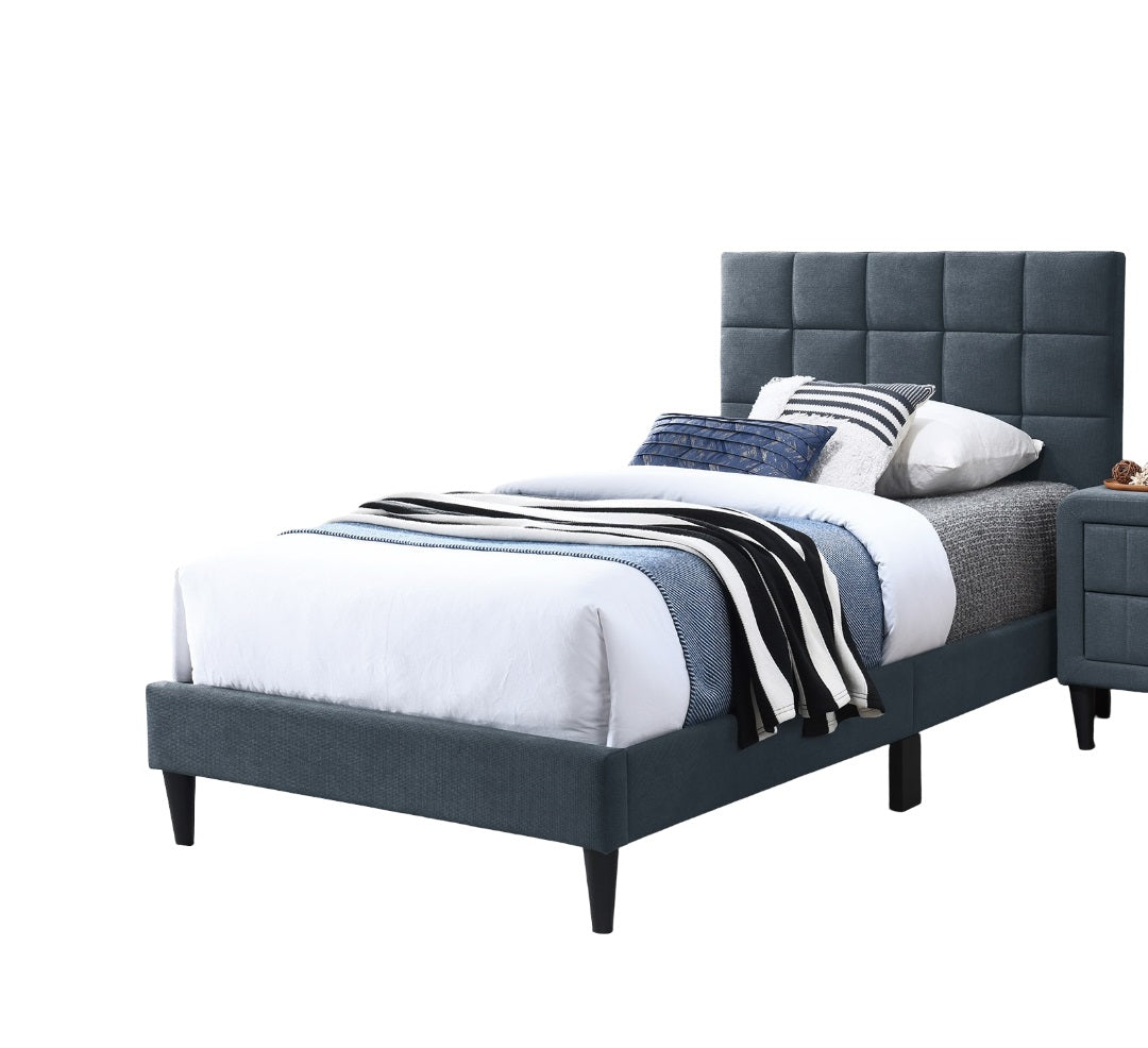 Luxurious Bed 1pc Full Size Biscuit Tufting And Adjustable Headboard Charcoal Finish Bedroom Furniture