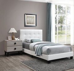 Modern Style 1pc Twin Size Bed Faux Leather Middle Support Legs Rectangle Headboard White Finish Bedroom Furniture