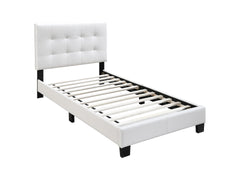 Modern Style 1pc Twin Size Bed Faux Leather Middle Support Legs Rectangle Headboard White Finish Bedroom Furniture
