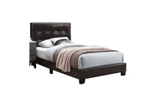 1pc Twin Size Bed Faux Leather Rectangle Headboard Brown Finish Bedroom Furniture
