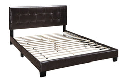 Contemporary Style 1pc Full Size Bed Faux Leather Rectangle Headboard Brown Finish Bedroom Furniture