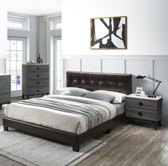 Contemporary Style 1pc Full Size Bed Faux Leather Rectangle Headboard Brown Finish Bedroom Furniture
