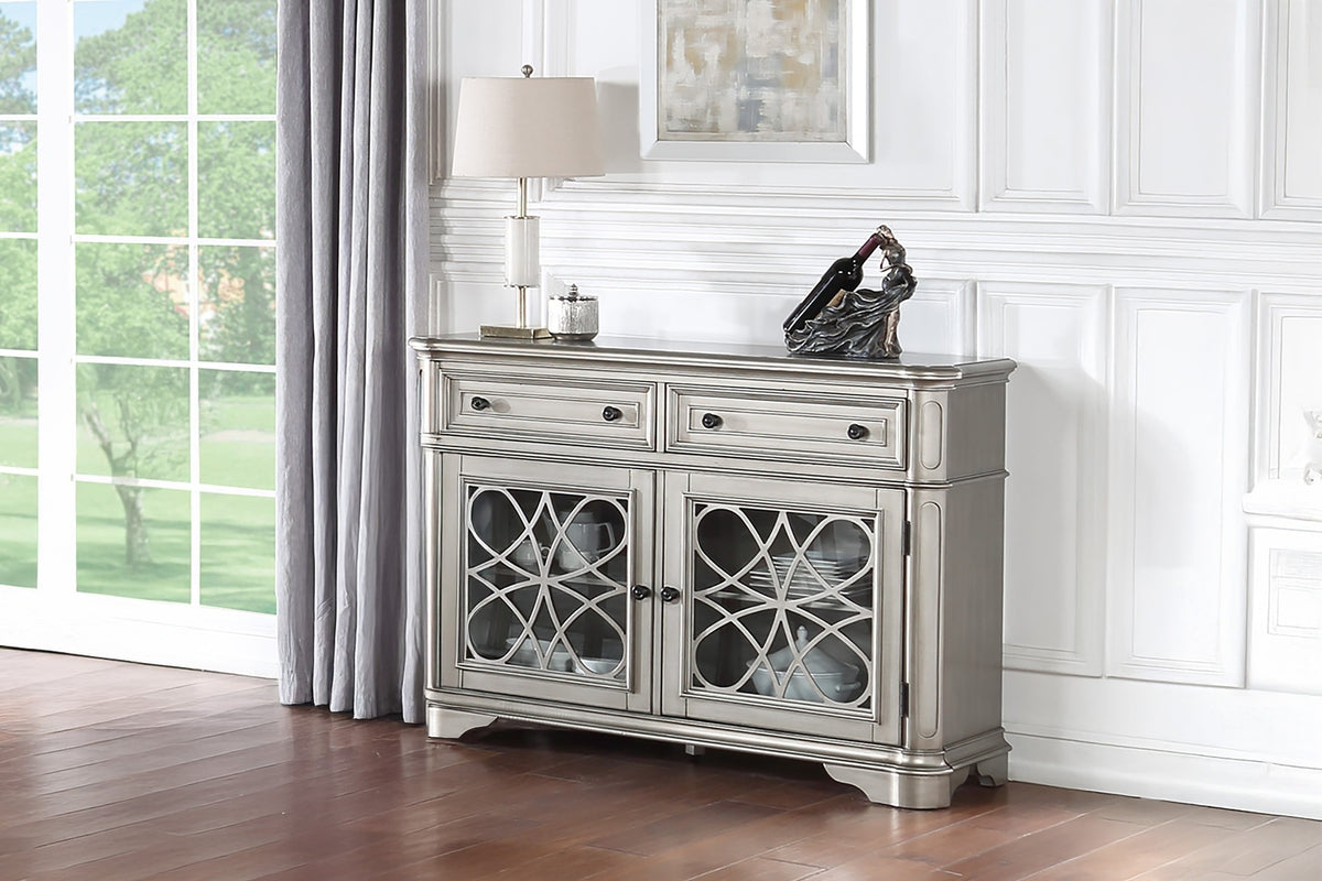 Traditional Style Silver Finish 1pc Server Drawers Storage Cabinet Wooden Furniture Dining Room Furniture