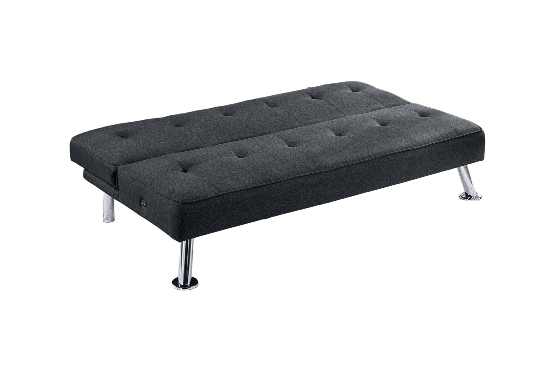 Black Color Polyfiber 1pc Adjustable Sofa Metal Legs Tufted Upholstered Plush Cushion Couch USB Living Room