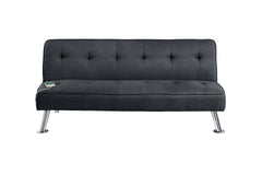 Black Color Polyfiber 1pc Adjustable Sofa Metal Legs Tufted Upholstered Plush Cushion Couch USB Living Room